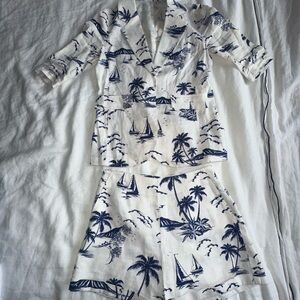 Tropical Print Blazer and Shorts Set